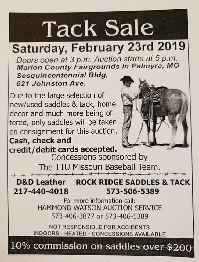 Tack Sale - Marion County Fairgrounds - Hammond Watson Auction Service