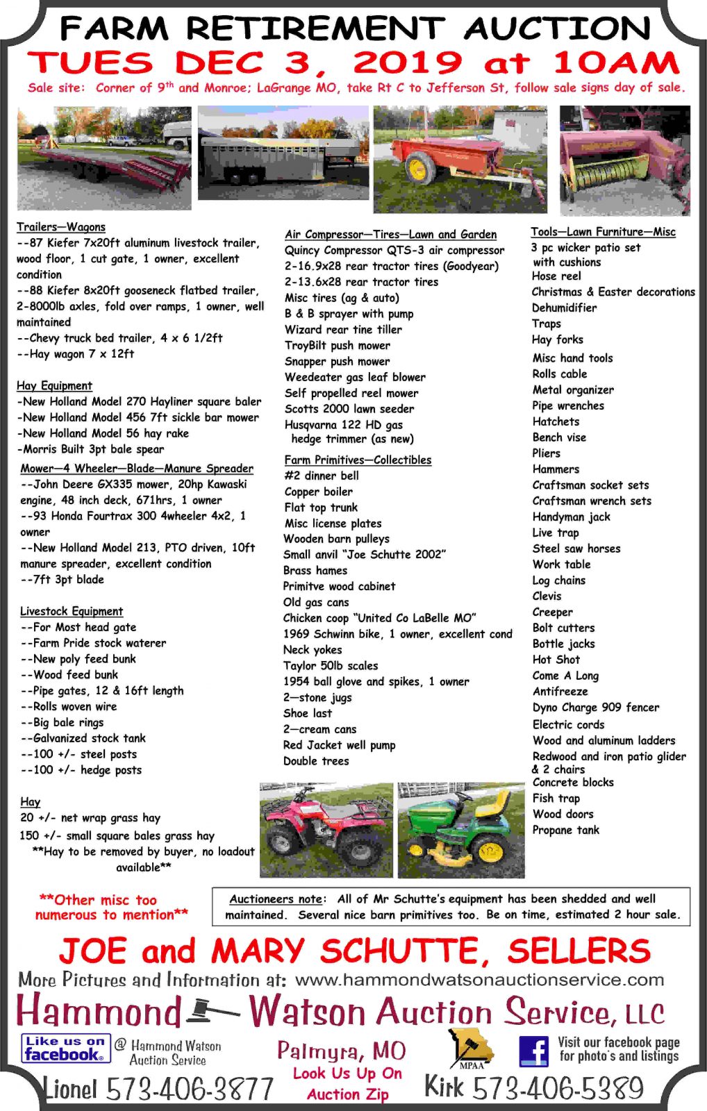 Farm Retirement Auction Hammond Watson Auction Service